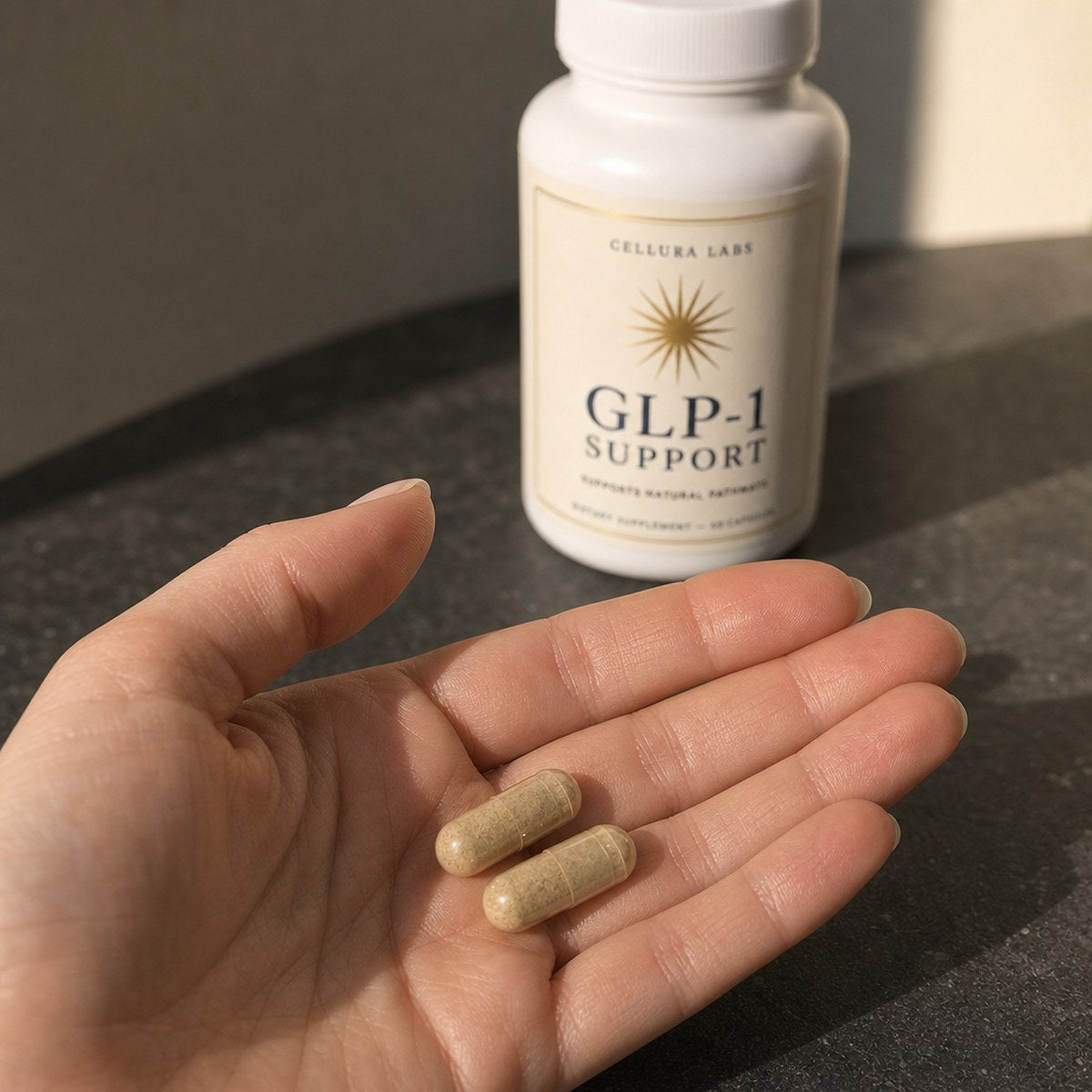 Two capsules in hand